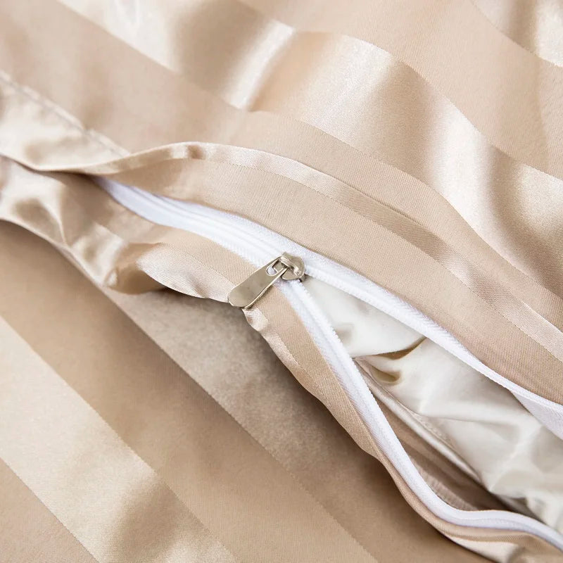 Luxury satin striped duvet cover set by 𝕄𝕔 𝕋𝕙𝕖 𝔹𝕝𝕒𝕔𝕜 𝔻𝕚𝕒𝕞𝕠𝕟�