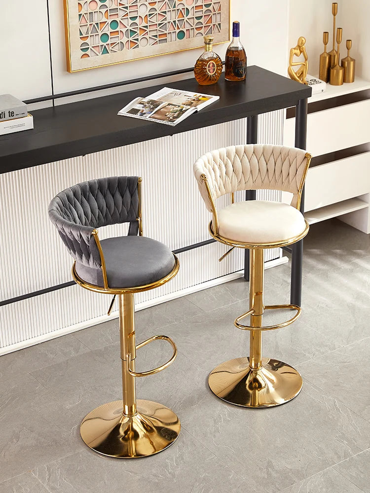 Rotating Lifting Bar Chair, High Foot Stool, Nordic Furniture, Backrest, Velvet Bar Stool, Bar Stools For Kitchen, Counter Stool - 𝕄𝕮 𝕋𝕙𝕖 𝔹𝕝𝕒𝕔𝕜 𝔻𝕚𝕒𝕞𝕠𝕟𝕕