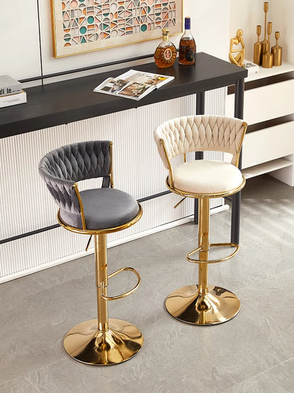 Rotating Lifting Bar Chair, High Foot Stool, Nordic Furniture, Backrest, Velvet Bar Stool, Bar Stools For Kitchen, Counter Stool - 𝕄𝕮 𝕋𝕙𝕖 𝔹𝕝𝕒𝕔𝕜 𝔻𝕚𝕒𝕞𝕠𝕟𝕕