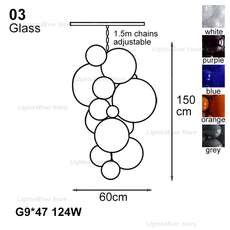 2025 New Trend Purple Glass Grape Ball Art Ceiling Chandeliers Hanging Lamps Suspension Luminaire Lampen For Living Room