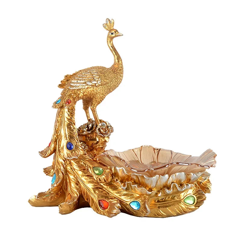 European Style Peacock Fruit Candy Plate Home Living Room Dim Sum Dry Fruit Plate Desktop Creative Storage Decoration Snack Tray - https://mohammadcollection.com