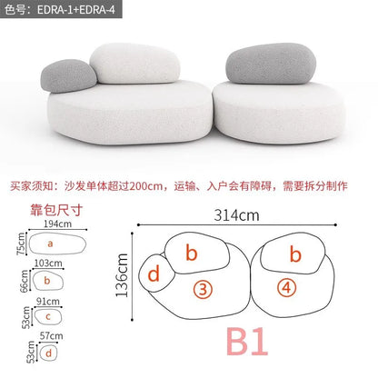 Creative Sofa Light Luxury Italian Pebble Fabric Compression Sofa Special-shaped Living Room New Sponge Rock Sofa Bed - https://mohammadcollection.com