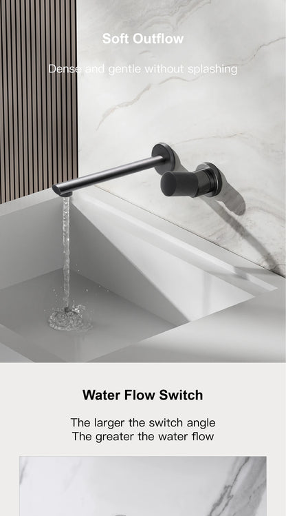 Luxruy Rose Gold Brass Wall-Embedded Bathroom Faucet.2hole Single Handle Adjustable water pressure and Hot&amp;Cold Water Hidden Tap