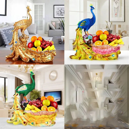 European Style Peacock Fruit Candy Plate Home Living Room Dim Sum Dry Fruit Plate Desktop Creative Storage Decoration Snack Tray - https://mohammadcollection.com
