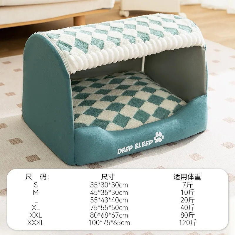 MC THE BLACK DIAMOND winter dog kennel nest with washable, deep-sleep bed mat for medium to large dogs in a cozy pet house.