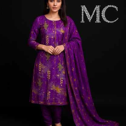 Light blue chiffon fabric from Mohammad Collection, 4-meter length suitable for suits, with a smooth, flowing texture.