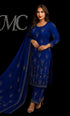 Luxury blue rhinestone chiffon fabric by Mohammad Collection, 60-inch wide for wedding drapes or dressmaking.