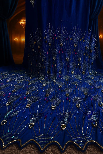 Luxury Blue Rhinestone Chiffo Fabric ? Wedding Drapes or Dressmaking ? 60" Wide,