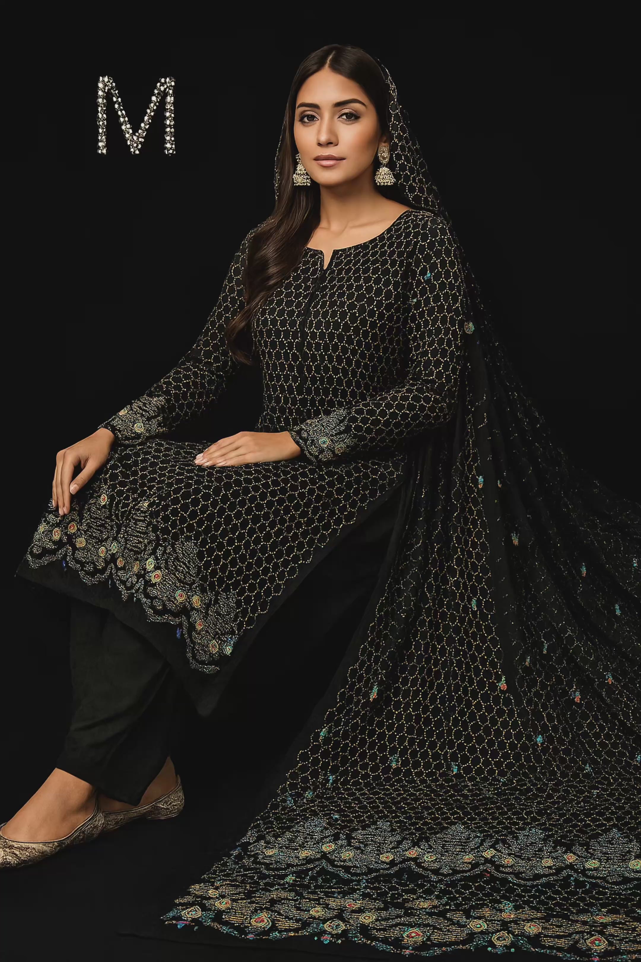 MC Chiffon Luxe  Signature Embroidered Collection 4 meter suit